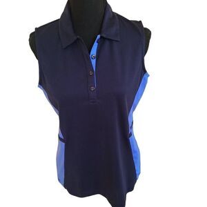 E P Pro NY Sleeveless Navy Athletic Golf Polo Top Size Medium